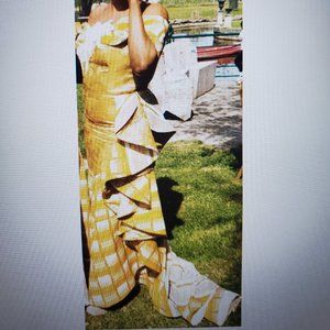 African Ankara Mermaid Gown Fit & Flare Traditional Wedding Party Dress